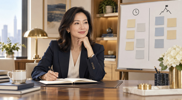 A leader examining priorities at a planning board
